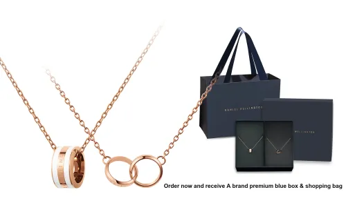 Daniel Wellington Alloy Necklaces Women's Ceramic White & Rose Gold
