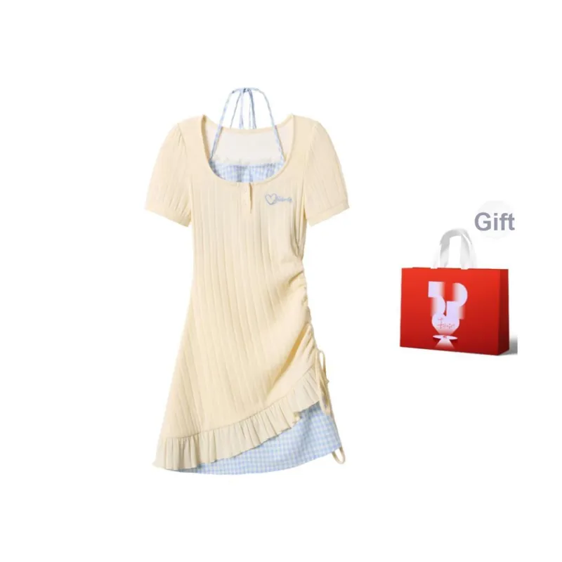 AURORA MUSE Short Sleeved Dress Women's Yellow-5
