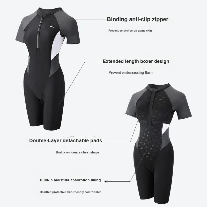 LiNing Sports Life Collection One-piece Swimsuit Women's Black-1