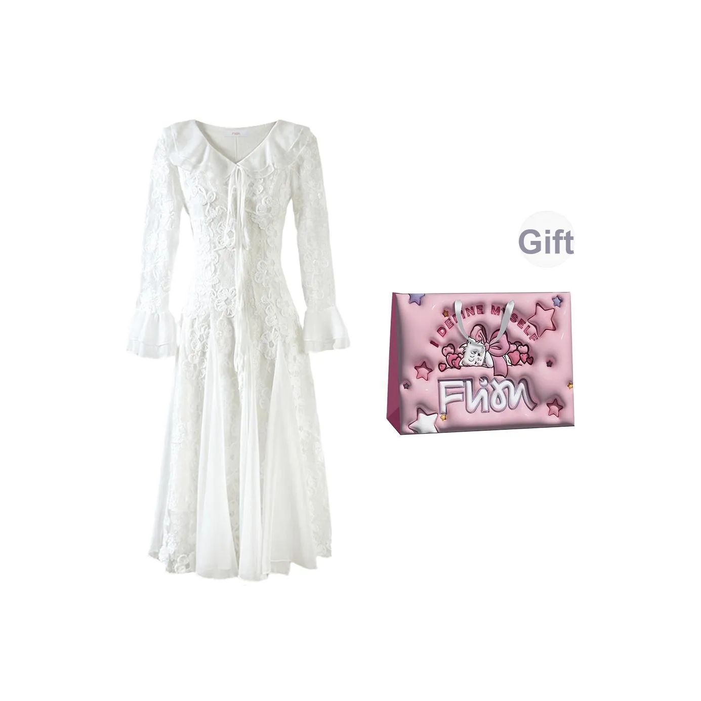 FLIM Длинное платье с длинными рукавами женское бежевый