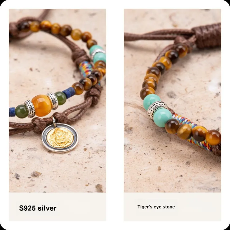BLESSED BULLET Tiger's Eye Stone Bracelets Unisex-2