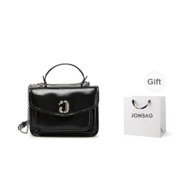 JONBAG PU Premium Texture Niche Commute Bag, Shoulder Bag, Crossbody Bag, Handbag Women's Black Oil Wax/Polished Brown