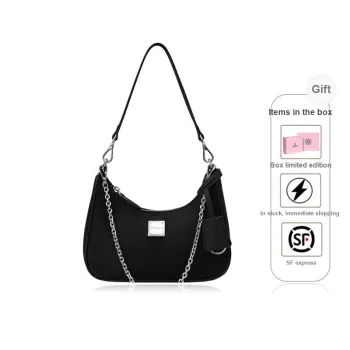 CASSILE Synthetic Leather Crescent Bag, Chain Shoulder Bag, Crossbody Bag Small Size Women's Black
