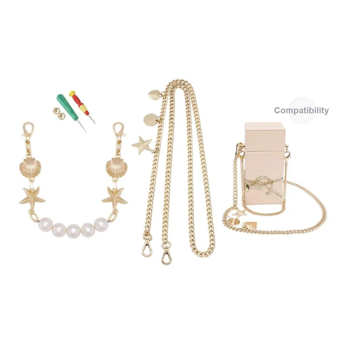 GUYI Metal Bag Accessory Unisex Gold Tone