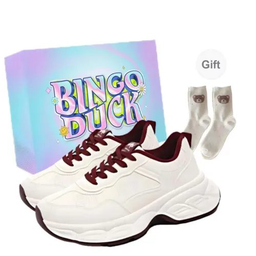 BINGO DUCK Slip Resistant Low Top Chunky Sneakers Women's