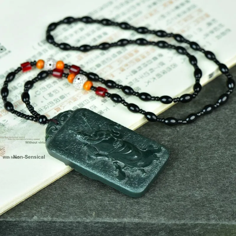 Jade Charm Yao Hetian Jade Pendants Men's Green Jade-2
