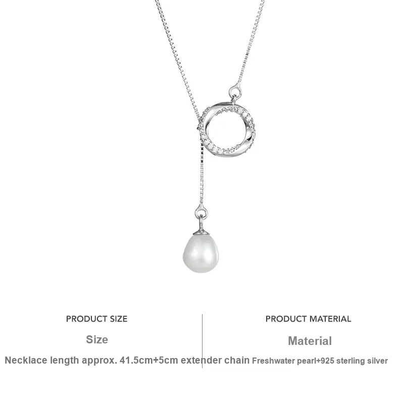Yiru S925 Silver Freshwater Pearl Necklace & Chain Jewelry Accessories Women's-4