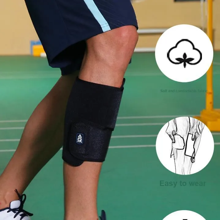 AQ Running Soccer Badminton Leg Guards Black Sponge TOK Fabric & Mold-Resistant Antibacterial Cloth Men's-2