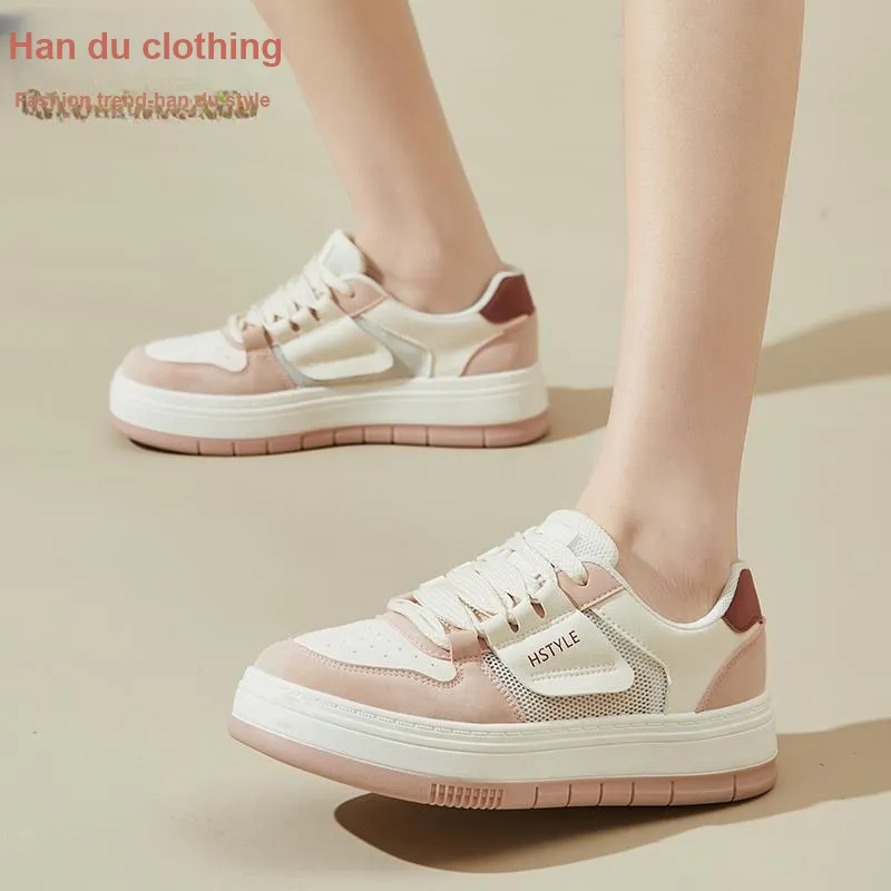 HSTYLE Low-Top Skateboard Shoes Women's Beige Pink-3