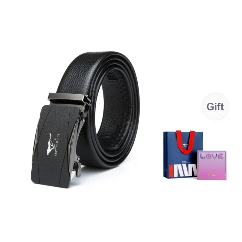 SEPTWOLVES Cow Leather Automatic Buckle Belt Men's Width 3.5cm-3