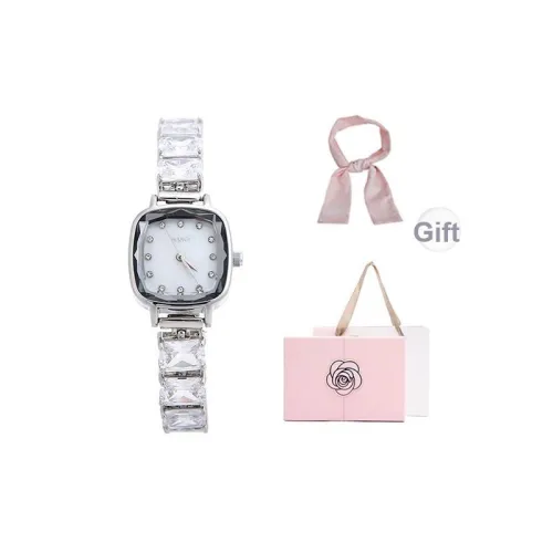 NANGL Кварцевый механизм стальной ремешок женские часы белый циферблат