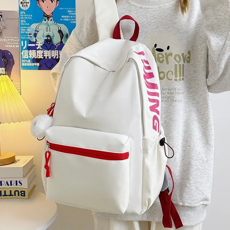 WICKBUEN Nylon Backpack Regular Unisex White/Black/Yellow/Red-4