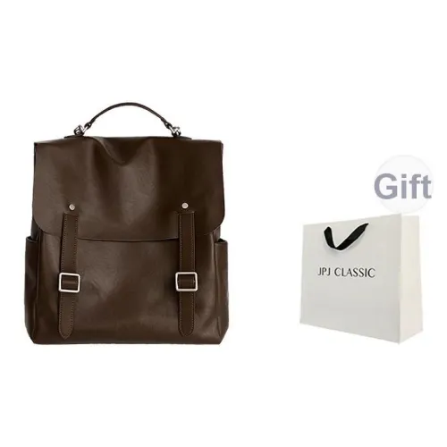 JPJ Первый слой Растительное дубление Коровья кожа Сумка Рюкзак Большой Женский Шоколад