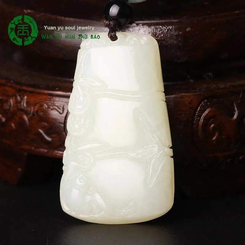 WANYUHUN Hetian Jade Pendants White Jade Unisex-1
