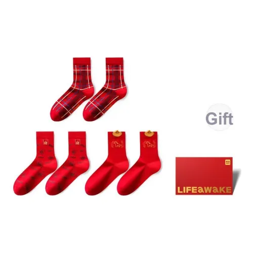 HLA Lucky Клетчатый Богатство Красный конверт Мгновенное богатство 9880 Мужской MID Носки до икры