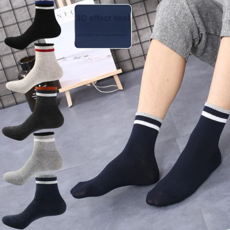 H YXIANG Mid Calf Socks Men's 5 Pack Multicolor-6