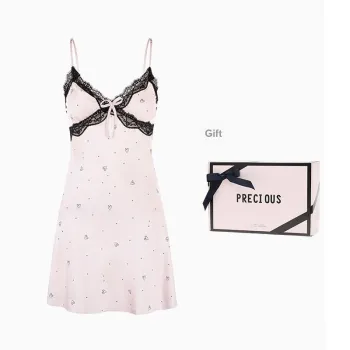 METE WHALE MT Nightgown Women's Gift Box Set Dark Pink
