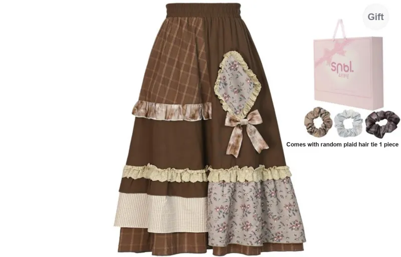 SNBL Casual Long Skirts Women's Brown-0