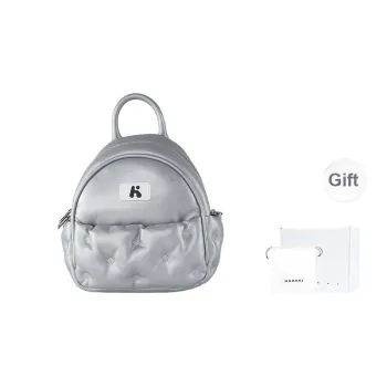 Karkki Lambskin Portable One Shoulder Backpack Medium Size Women's Silver