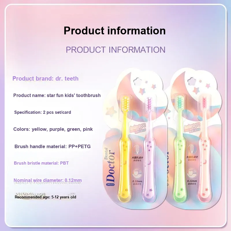Dr. Tooth Star Fun Kids' Toothbrush Soft Bristles Tooth Cleaning Gum Protection 2 Pcs-3