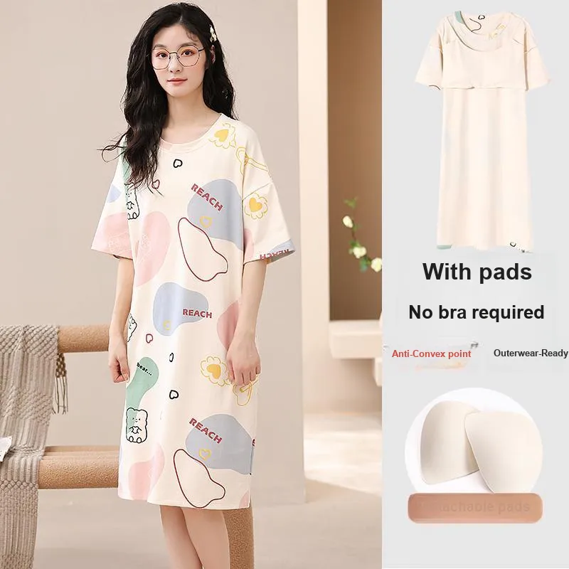 FENTENGCARE Nightgown Women's Apricot-1