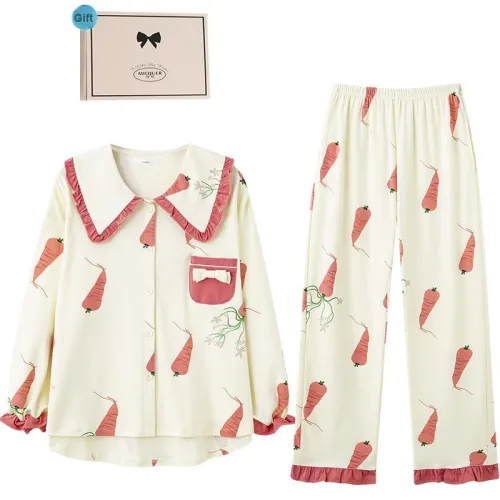 MIOJUER Pajama Set Spring And Fall Women's Watermelon Red