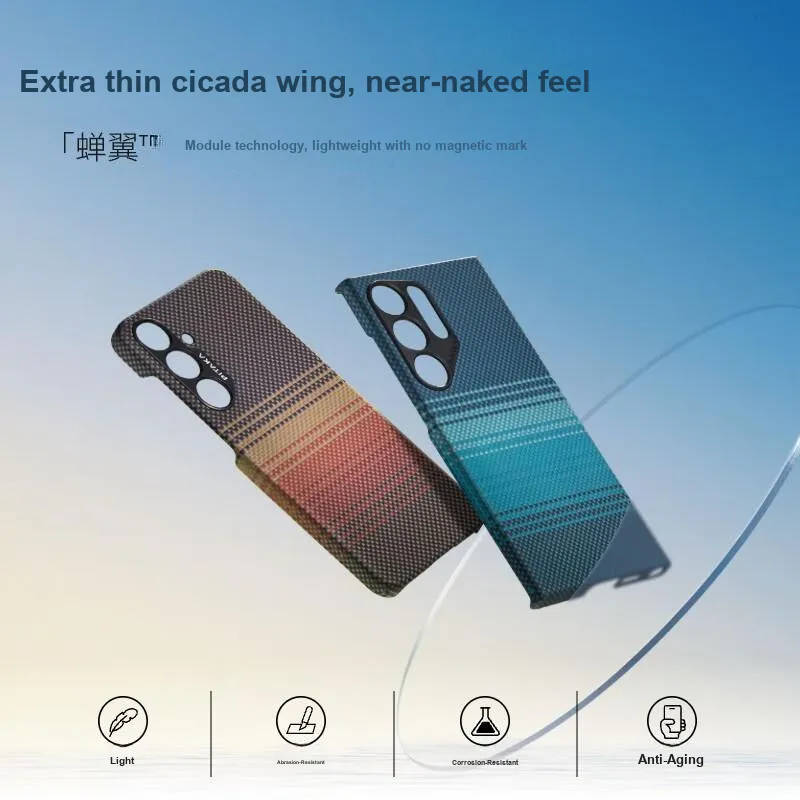 PITAKA Kevlar Material Non Carbon Fiber Borderless MagSafe Phone Cases Galaxy S24 Ultra-3
