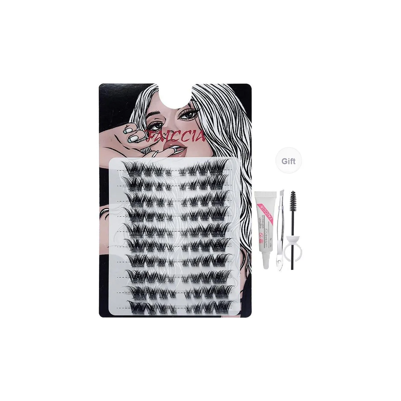 FAICCIA Десять рядов Диагональный Летающий Лиса Серия Смешанный Свет Западный Искусственные ресницы Клей Версия