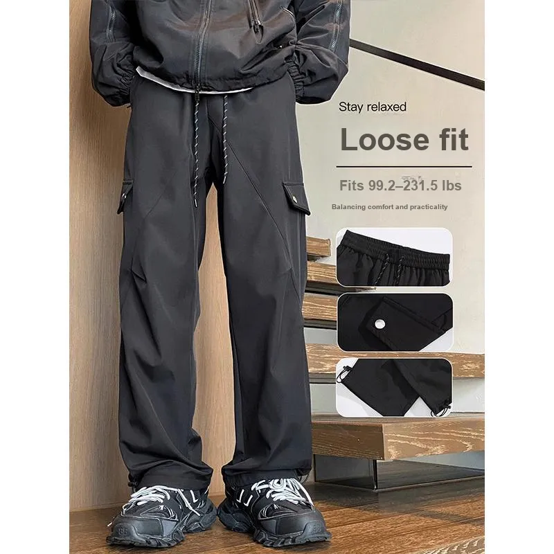 NOWSTIME Casual Pants Unisex Pure Black-2