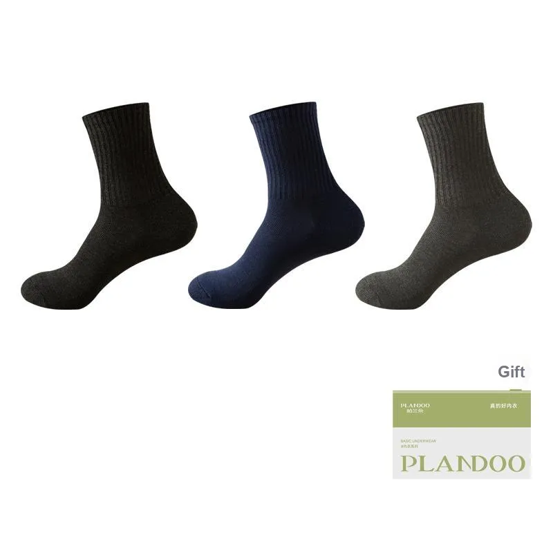 PLANDOO Mid Calf Socks Men's Shopping Bag 3 Pack-0