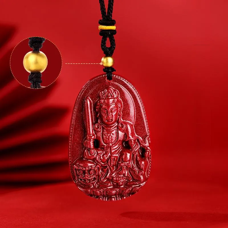 JINLIUFUJIXIANG Reconstructed Cinnabar Necklaces Unisex-40