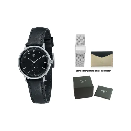 DUFA WALTER GROPIUS Collection Кварцевый механизм Унисекс Часы Черный циферблат Корпус из нержавеющей стали Ремешок из натуральной кожи