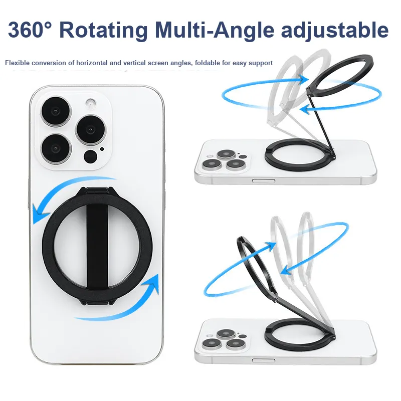 CHRROTA Magnetic Phone Stand Metal Portable Lazy Double Loop Stand For Binge Watching All-2