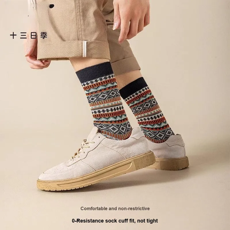 Thirteen day Season Mid Calf Socks Unisex 4 Pack Mixed Color-4