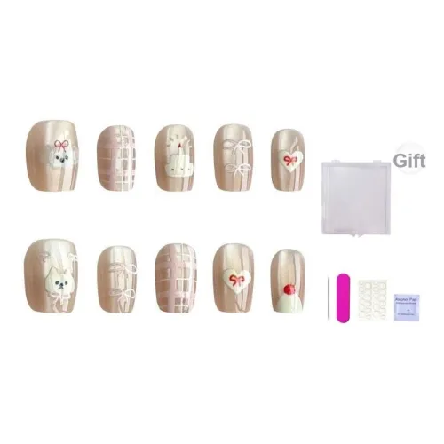 ORANOT Крем Лента Щенок Универсальный Мультяшный Клетчатый False Nail Средний LADDER Телесный цвет Smudge Милый 24mm