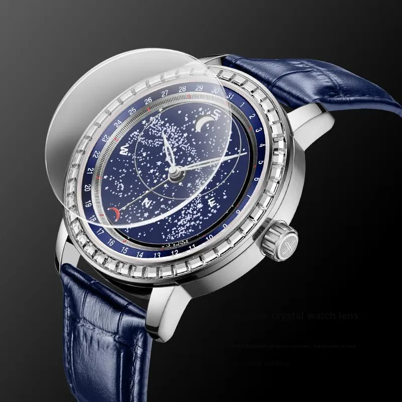 BEXEI Galaxy Expedition Collection Mechanical Movement Genuine Leather Strap Watch Men's Watches Black Dial-7