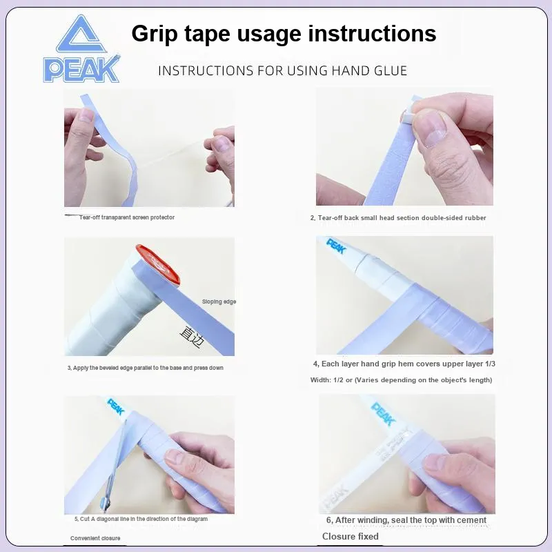 PEAK Badminton Grip Tape Polyurethane + Non-woven Fabric Professional Training Flat Rubber Thin 2/5/10 Pack-22