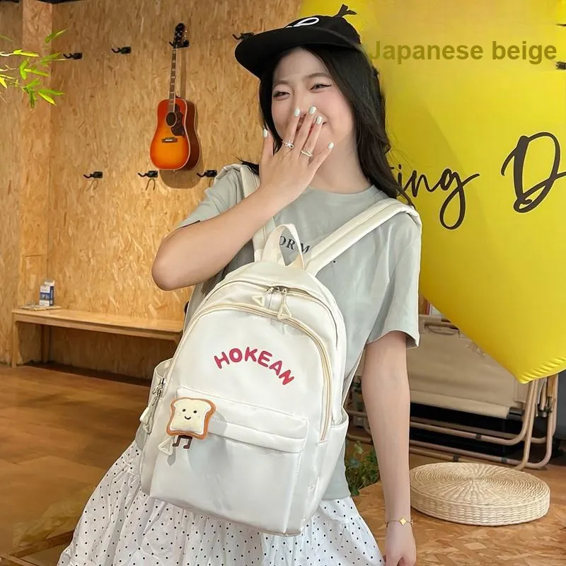Yalu Nylon Backpack Unisex White/Black/Pink/Yellow-16