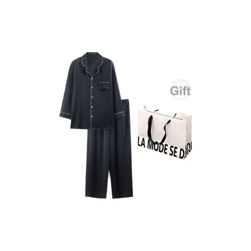 MEIJIAO Черный комплект + Alphabet Сумка для покупок Мужская пижамная одежда